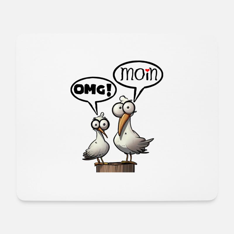 Die Bäädden Möwen - Möwe omg moin - Mousepad (Querformat) - Weiß