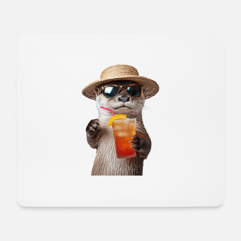 Otter - Mousepad (Querformat) - Weiß