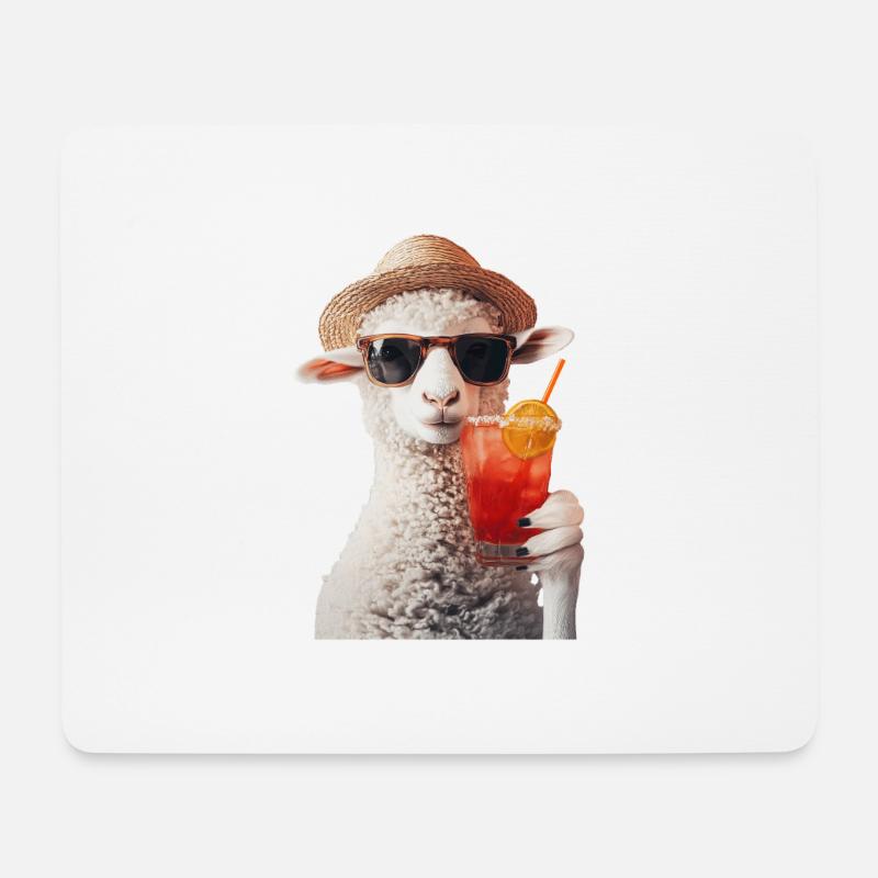 Schaf - Mousepad (Querformat) - Weiß