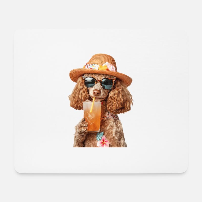 Pudel - Mousepad (Querformat) - Weiß