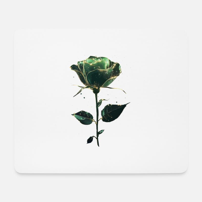 Grüne Rose - Mousepad (Querformat) - Weiß