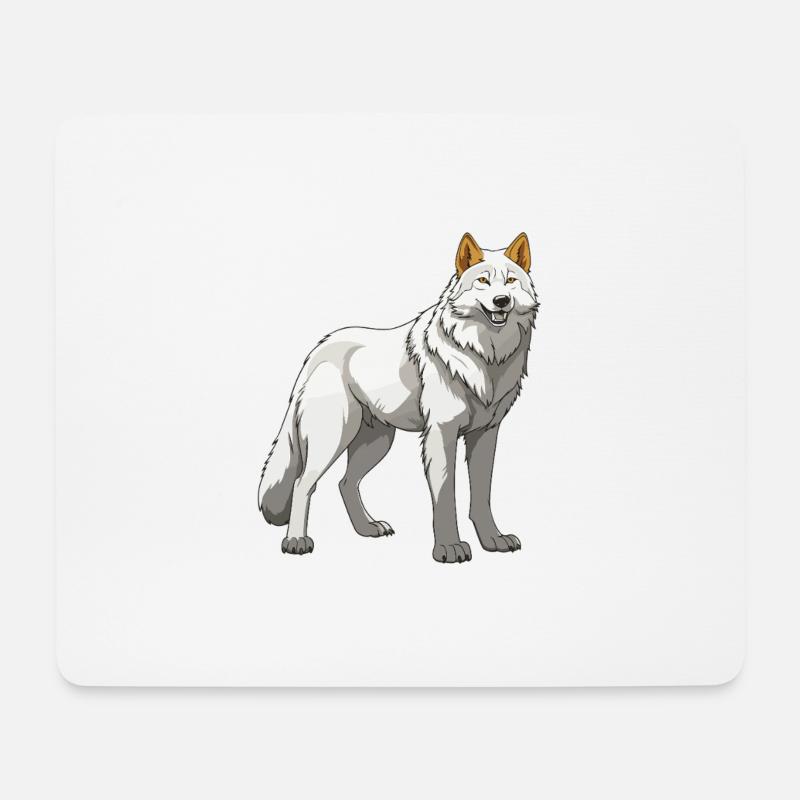 Wolf Tier - Mousepad (Querformat) - Weiß