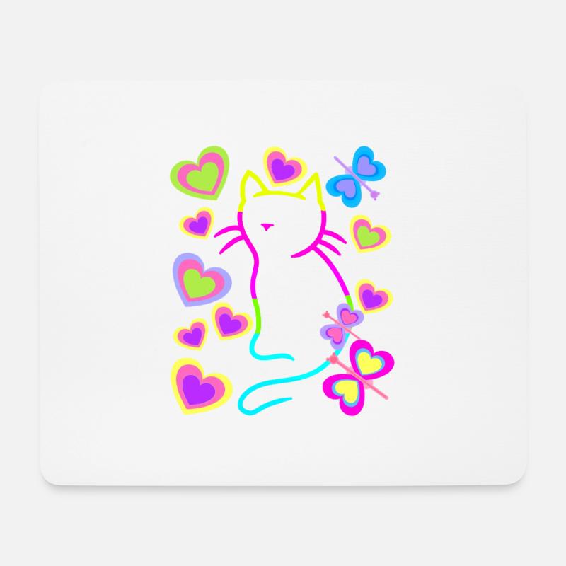 Retro Katze Katzen Vintage 80er 90er Kinder - Mousepad (Querformat) - Weiß