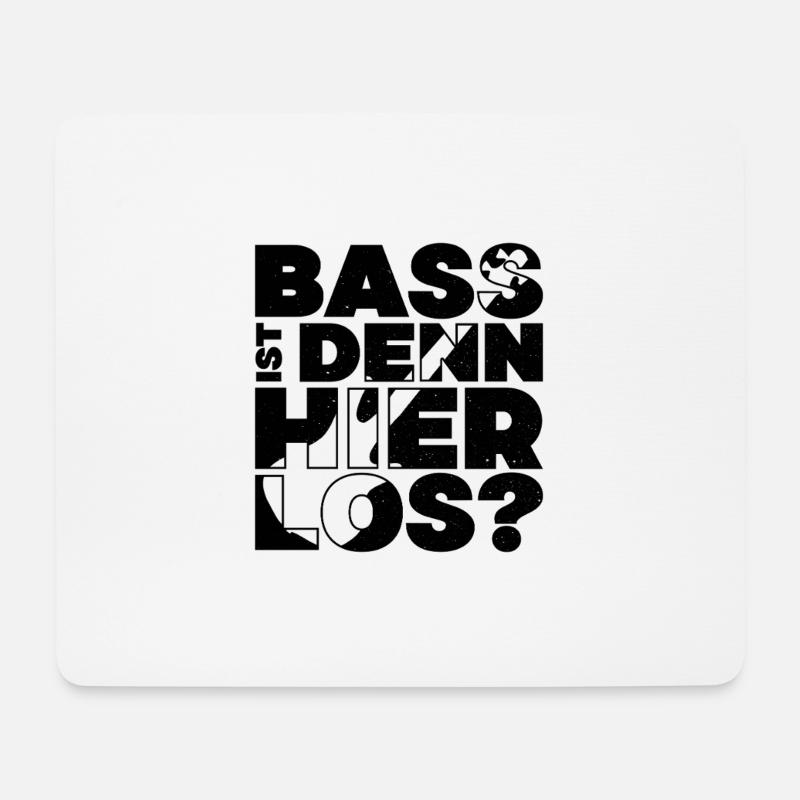 Bass Ist Denn Hier Los? - Lustiges Musikdesign - Mousepad (Querformat) - Weiß