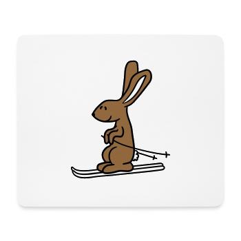 lapin ski lapin ski hiver ski neige - Tapis de souris (format paysage) - blanc - Devant
