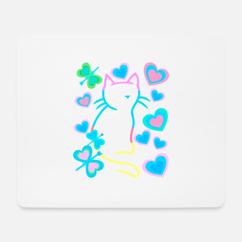 Retro Katze Katzen - Mousepad (Querformat) - Weiß