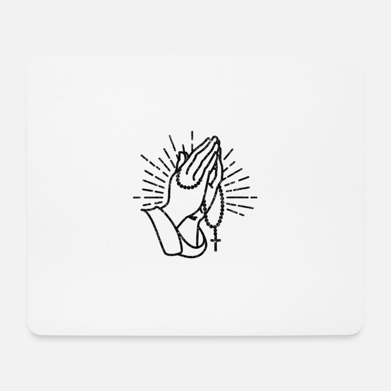 Betende Hände Gott Glaube Christus Kirche Kreuz - Mousepad (Querformat) - Weiß