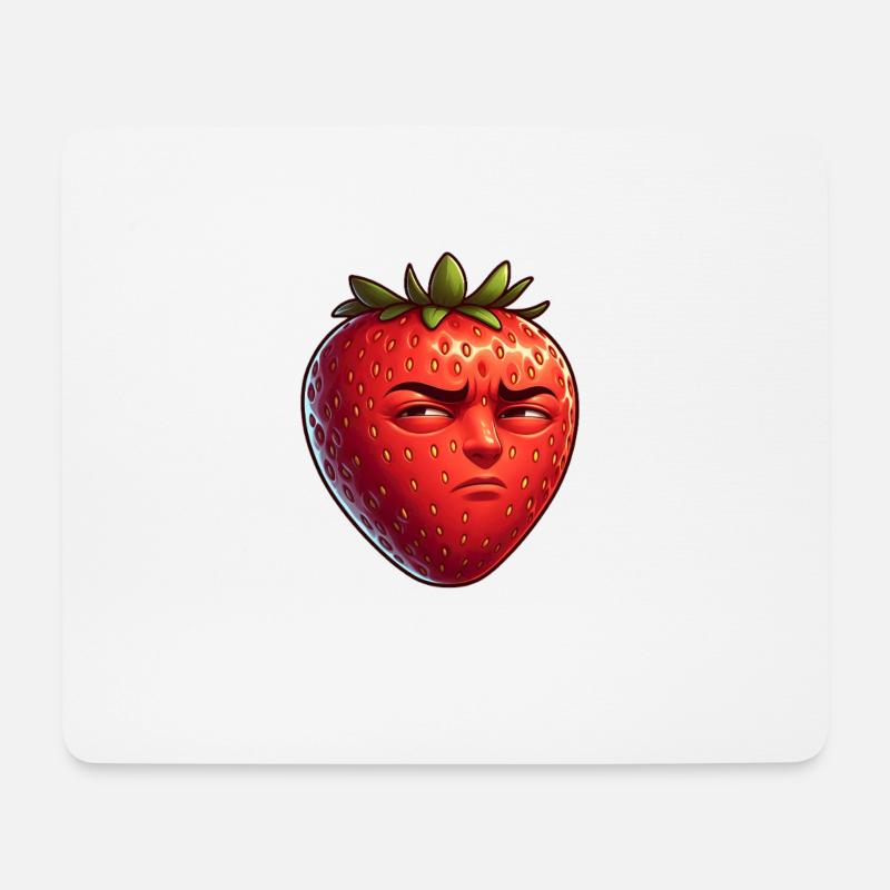 Freche Erdbeere Cartoon Frucht Lustig Ironisch - Mousepad (Querformat) - Weiß
