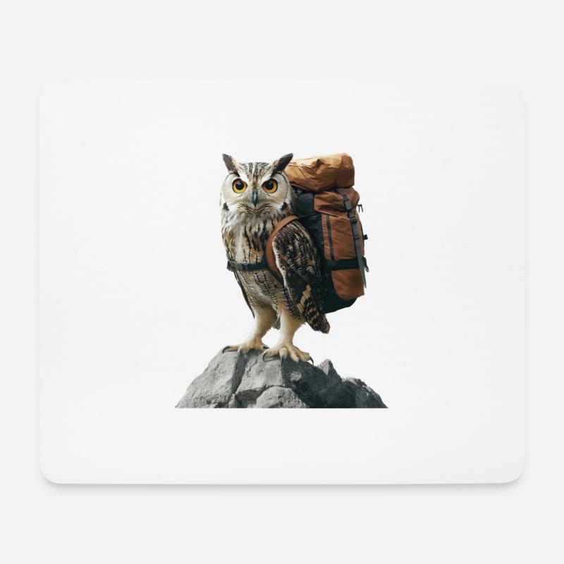 Eule - Mousepad (Querformat) - Weiß