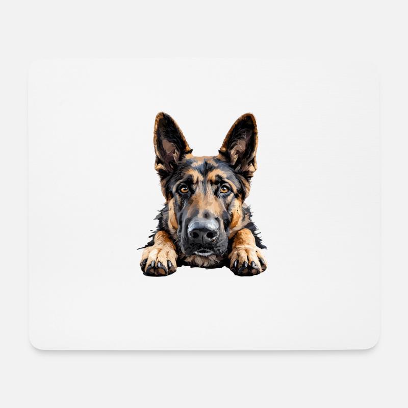 Treuer Deutscher Schäferhund Blick - Mousepad (Querformat) - Weiß