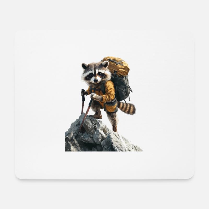 Waschbär - Mousepad (Querformat) - Weiß