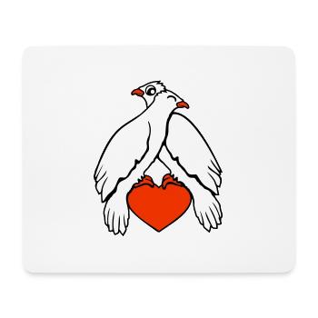 2 Tauben Herz Vögel zwei Pärchen sitzen verliebt - Mousepad (Querformat) - Weiß - Vorne