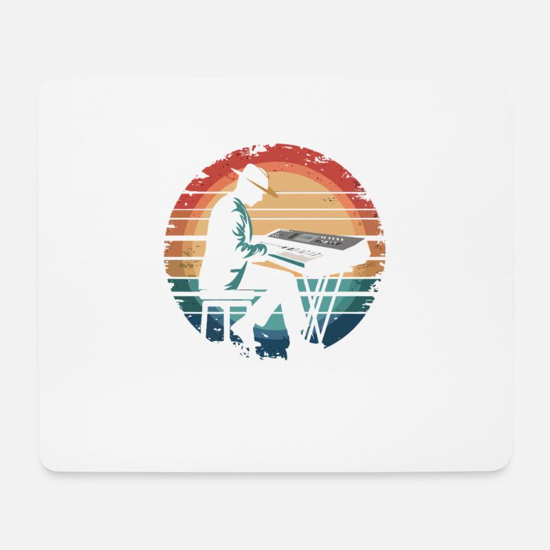 Retro Vintage Keyboard Player Sunset Music Lover - Mousepad (Querformat) - Weiß