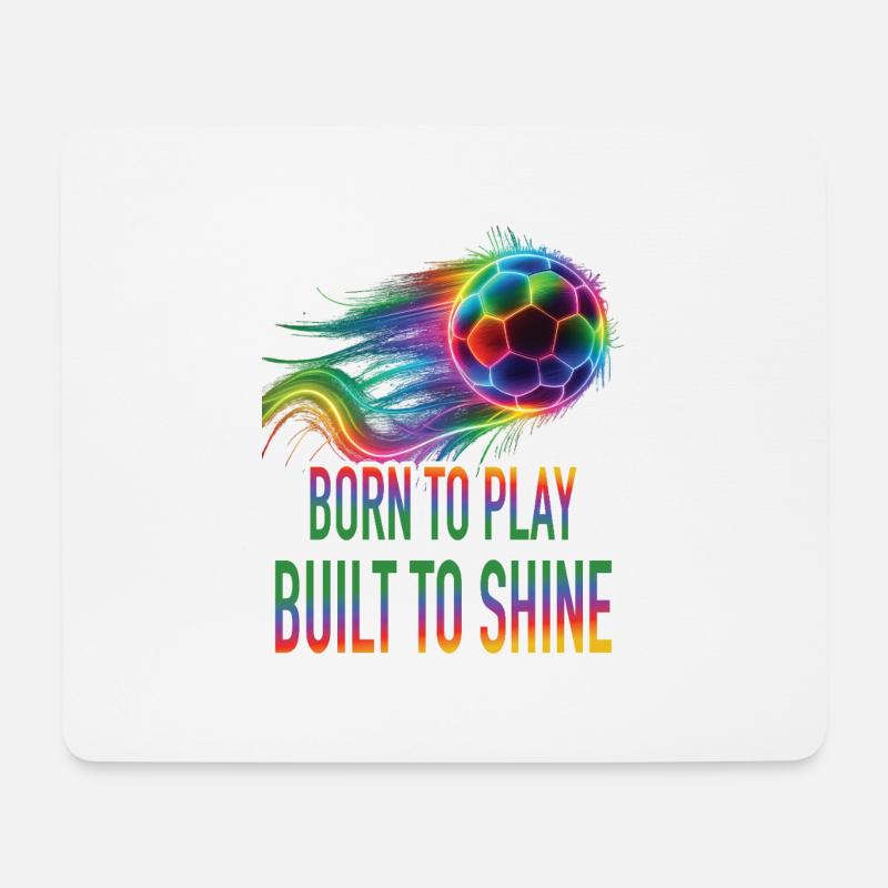 Fußball - Neon Regenbogen Fußball Sport - Mousepad (Querformat) - Weiß