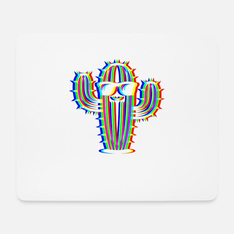 Glitch Cactus – Party & Fun Style - Mouse Pad (horizontal) - white