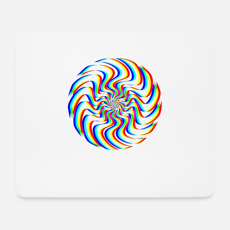 Glitch Spirale – Optische Täuschung - Mousepad (Querformat) - Weiß