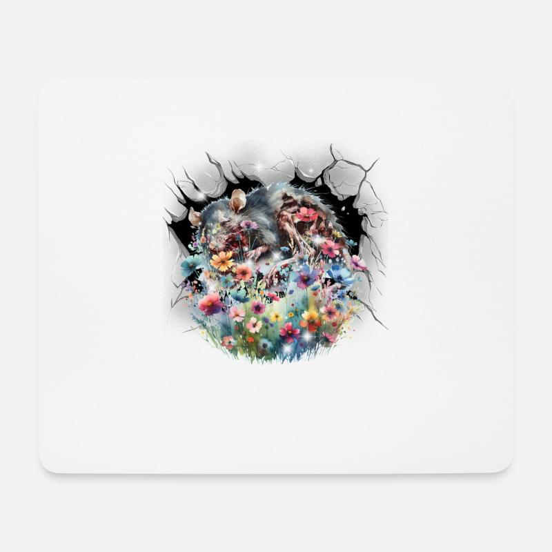Maus Mäuse Ratte Blumen Blume Natur Umwelt - Mousepad (Querformat) - Weiß