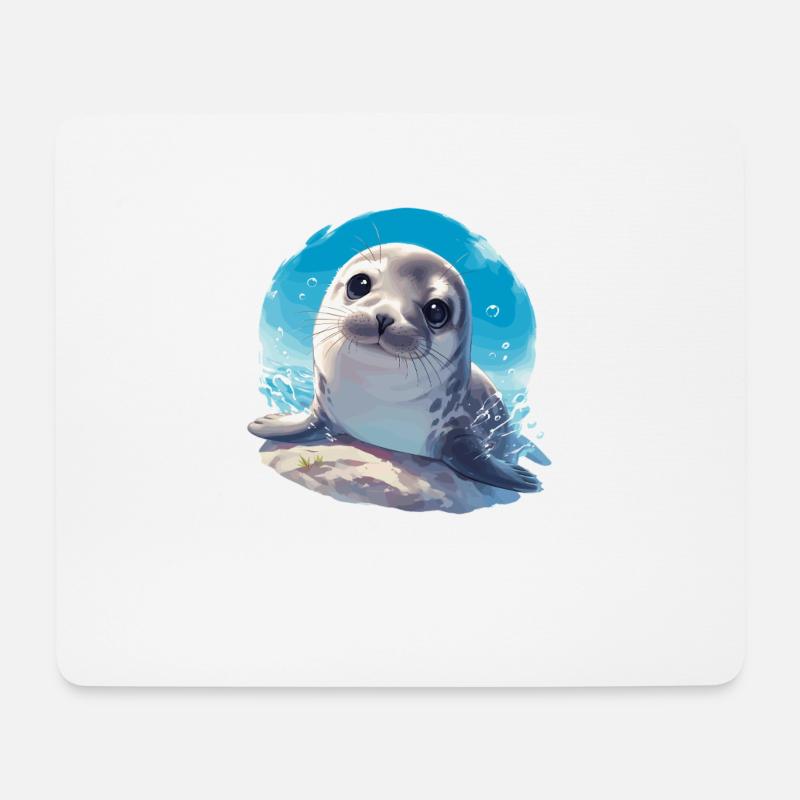 Robben Robbe - Mousepad (Querformat) - Weiß
