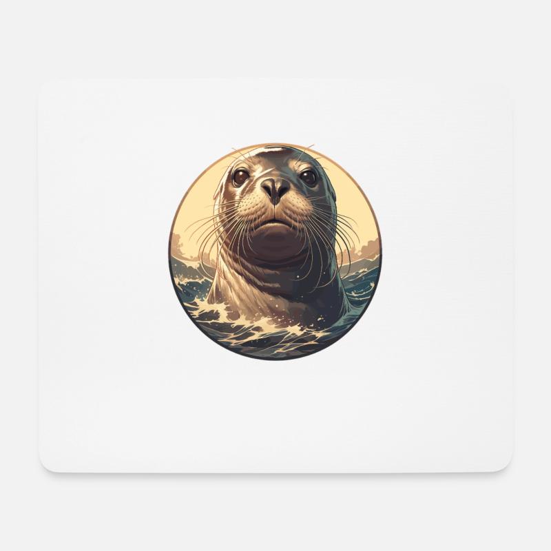 Robben Robbe - Mousepad (Querformat) - Weiß