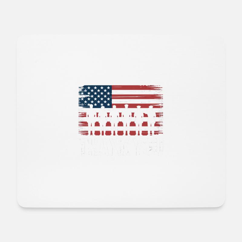 Amerikansk flag Tak Veterans Day - Musemåtte (tværformat) - hvid