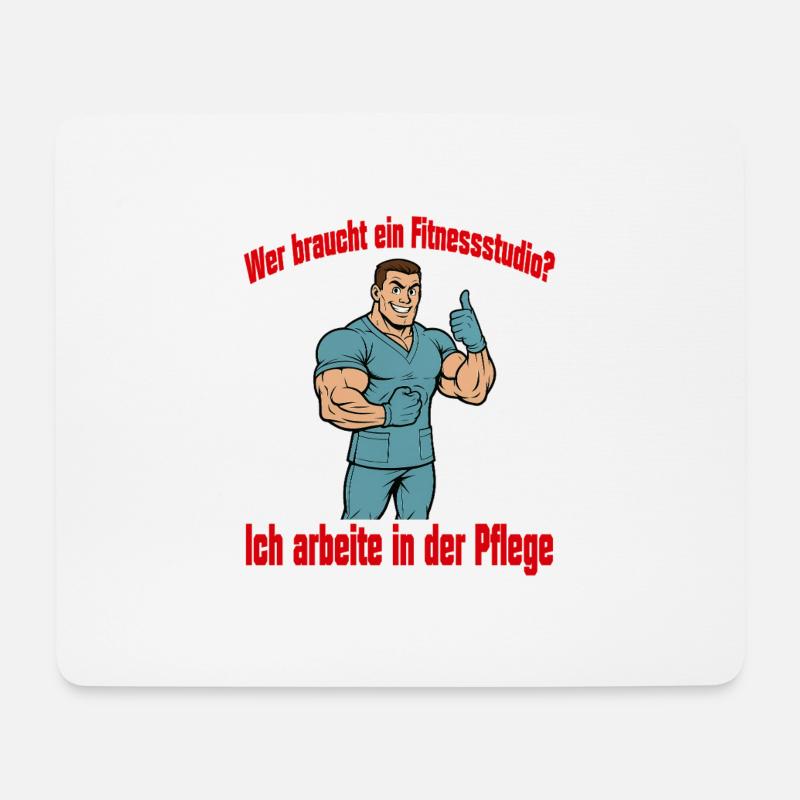 Wer braucht ein Fitnessstudio - Mann - Mousepad (Querformat) - Weiß