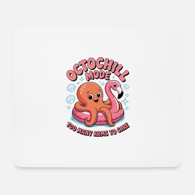 Octochill , süßes Oktopus Design - Mousepad (Querformat) - Weiß