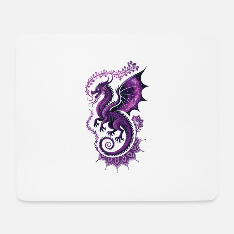 Magischer lila Drache mit Sternenflügel - Mousepad (Querformat) - Weiß