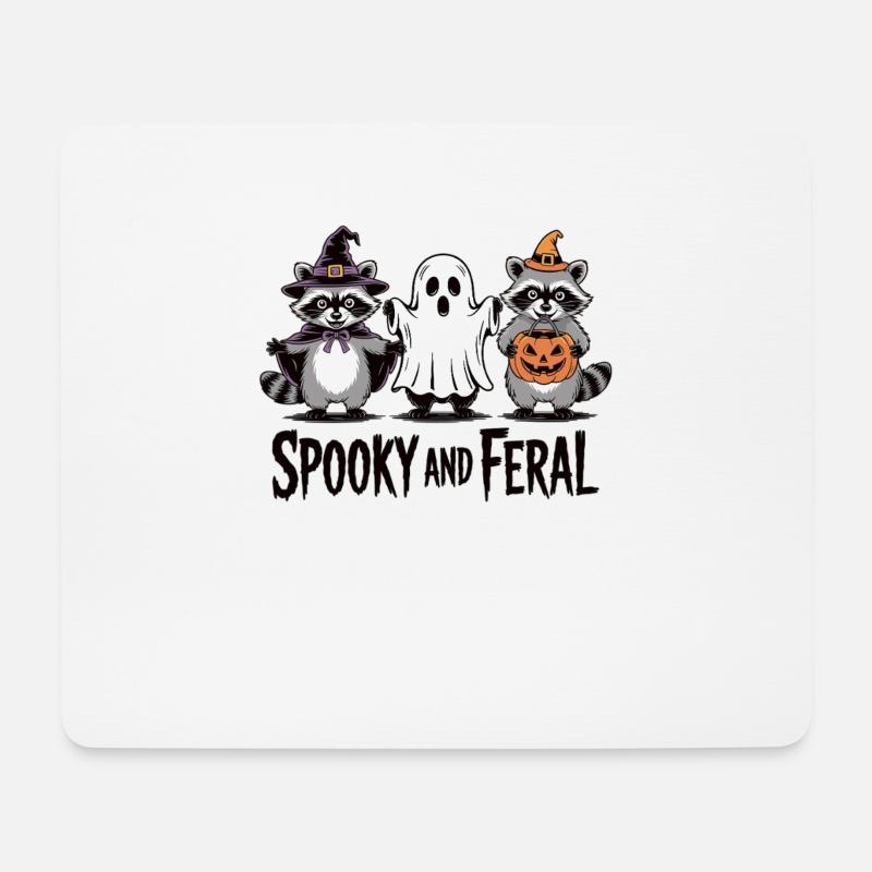 Spooky Waschbären Shirt – Süß & Wild - Mousepad (Querformat) - Weiß
