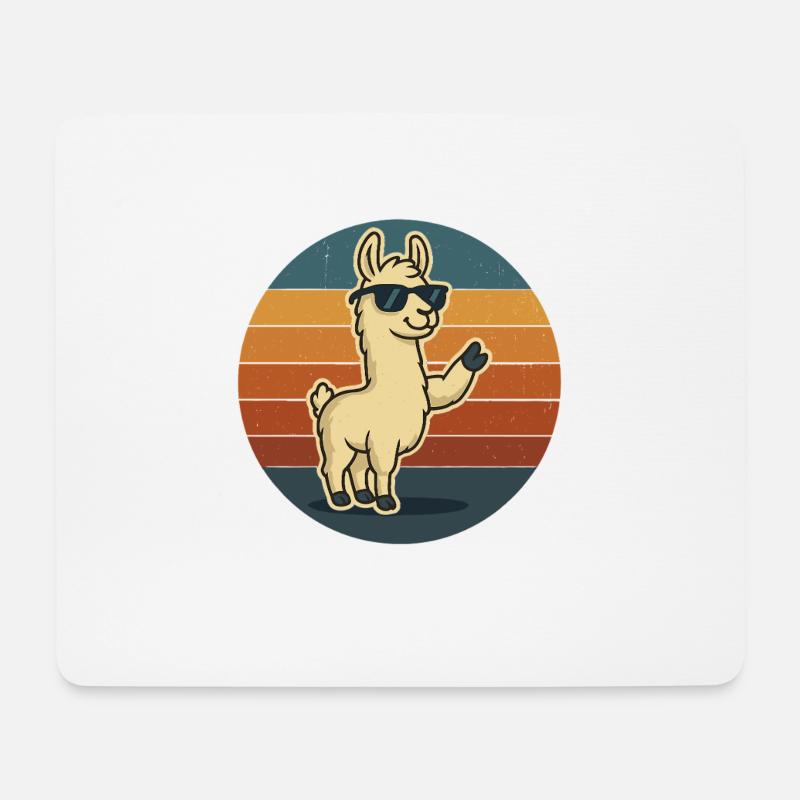 Cool llama with sunglasses and peace - Mouse Pad (horizontal) - white