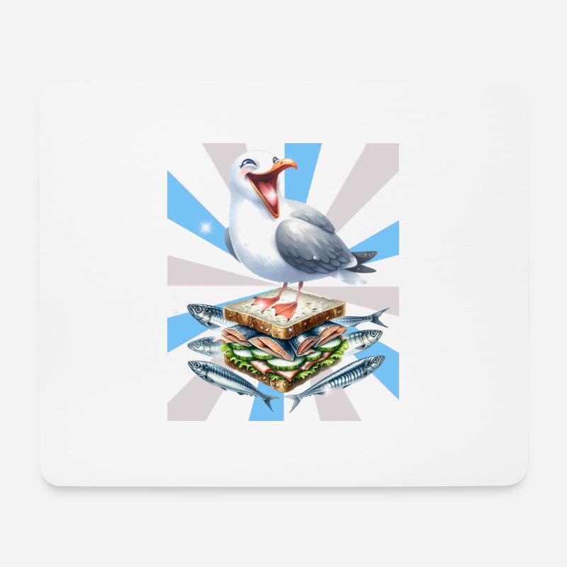 Reto Möwe Möwen Sandwidsch Hering - Mousepad (Querformat) - Weiß