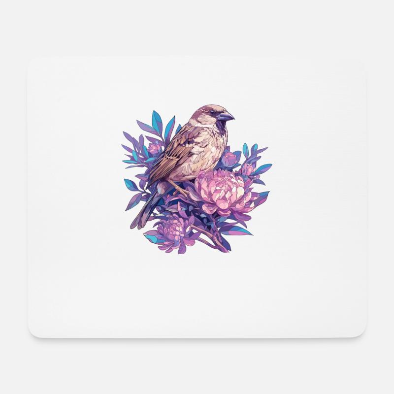 Spatzen Spatz - Mousepad (Querformat) - Weiß