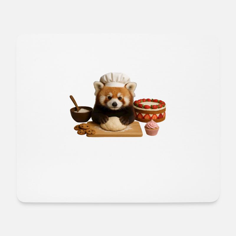 Roter Panda Backen Kuchen Brot - Mousepad (Querformat) - Weiß