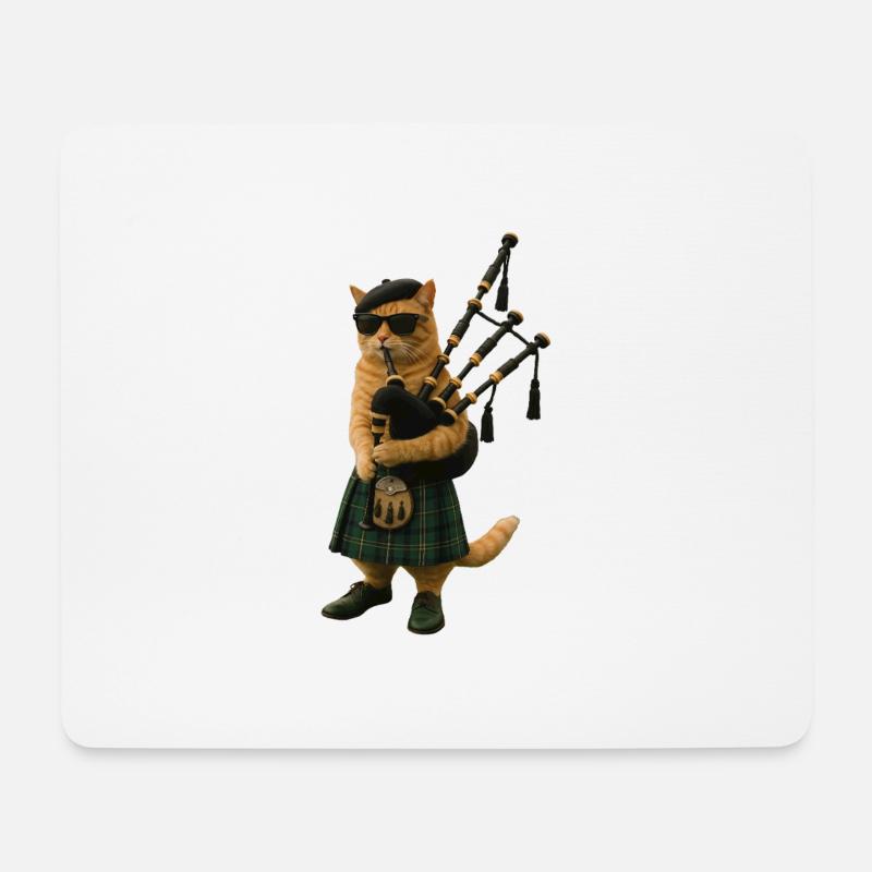 Katze Dudelsack - Mousepad (Querformat) - Weiß
