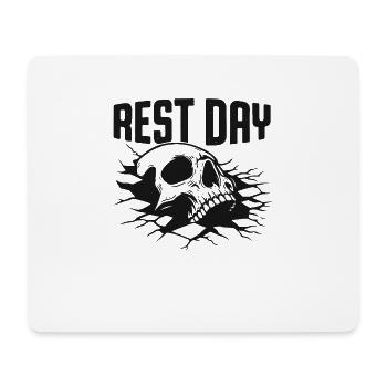 Rest Day Skull Graphic Tee - Mouse Pad (horizontal) - white - Front