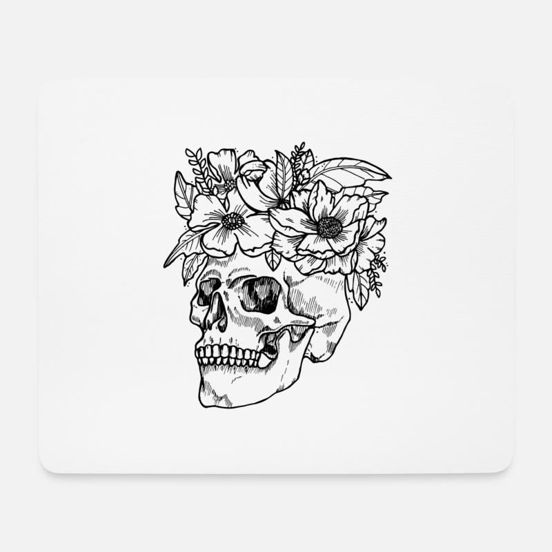 FLOWER SKULL - Mousepad (Querformat) - Weiß