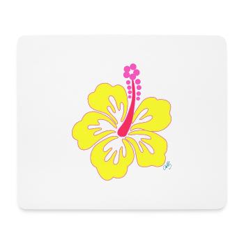 Yellow tropical Hibiscus flower - Mouse Pad (horizontal) - white - Front