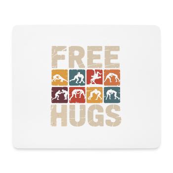 Wrestler hug – Free Hugs Wrestling saying Retro - Mouse Pad (horizontal) - white - Front