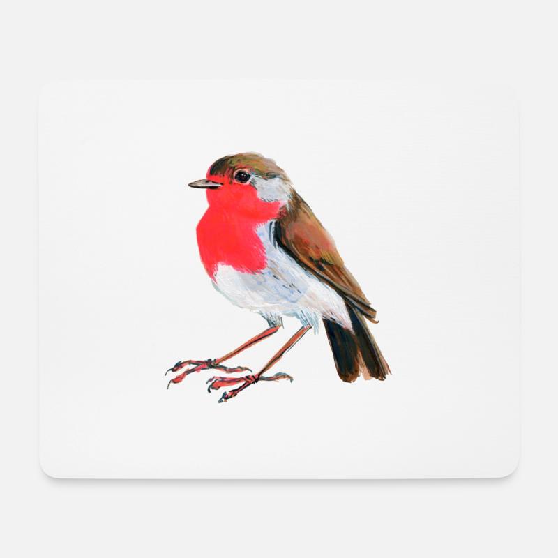 Rouge-gorge - Tapis de souris (format paysage) - blanc