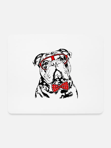Lustige OLD ENGLISH BULLDOG Brille Hunde Hund OEB - Mousepad (Querformat) - Weiß