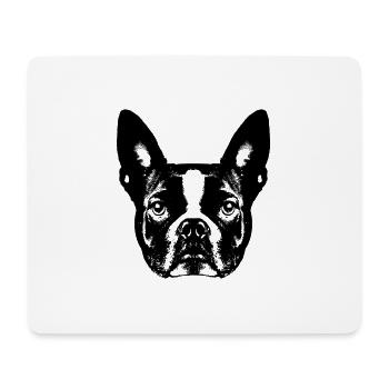 Boston Terrier / Portrait / Face - Mouse Pad (horizontal) - white - Front