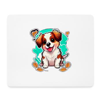 Cute dog: love at first bite - Mouse Pad (horizontal) - white - Front