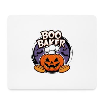 Halloweenkürbis mit Bäckermütze und Broten - Mousepad (Querformat) - Weiß - Vorne