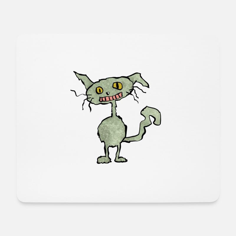 Komische Katze grün - Mousepad (Querformat) - Weiß