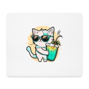 Le chat le plus cool de la plage - Tapis de souris (format paysage) - blanc - Devant