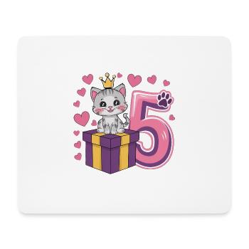 Cute Cat - 5th Birthday - 5 Years - Mouse Pad (horizontal) - white - Front