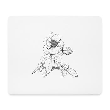 Clematis Flower Ink Pen Drawing Climbing Plant - Mouse Pad (horizontal) - white - Front