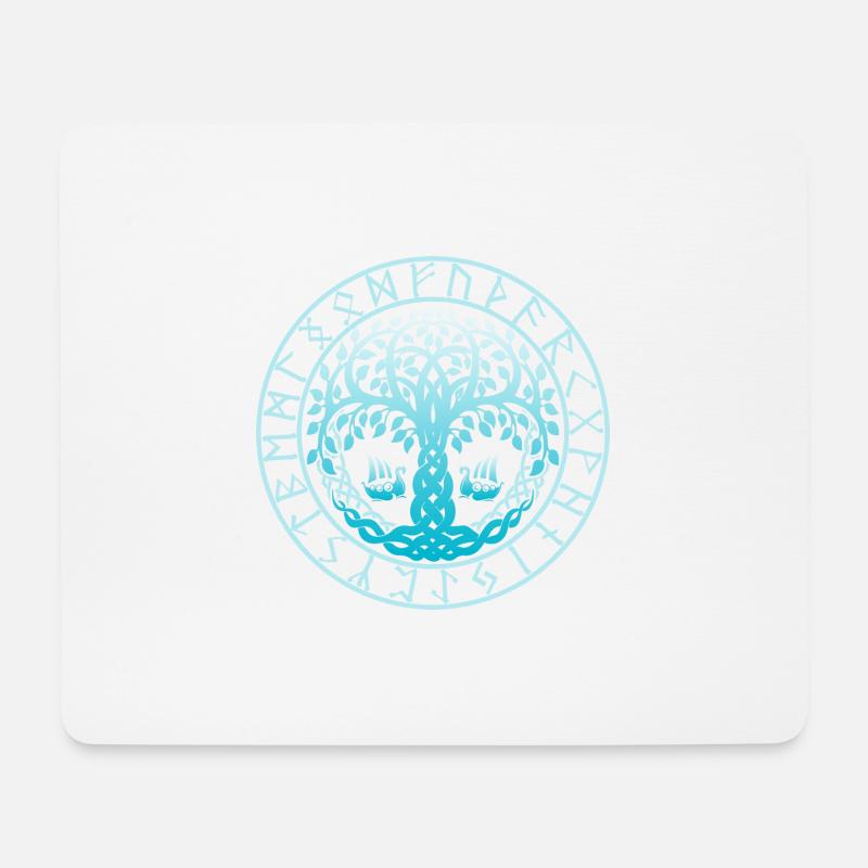 Wikinger Yggdrasil Baum des Lebens Edda Nordisch - Mousepad (Querformat) - Weiß