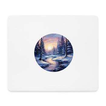 Paysage d’hiver forêt avec rivière - Tapis de souris (format paysage) - blanc - Devant