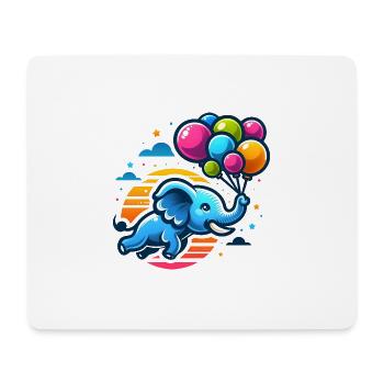 Fliegender Elefant mit bunten Ballons - Mousepad (Querformat) - Weiß - Vorne