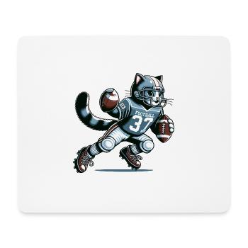 Cute American Football Player Cat - Mouse Pad (horizontal) - white - Front